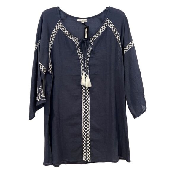 Crosstree Lane Blue Tassel Tie Boho Tunic Sz. L NWT - Picture 1 of 3